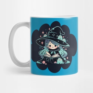 Baby Witch Virgo Zodiac Sign Reading Spell Book Chibi Style Mug